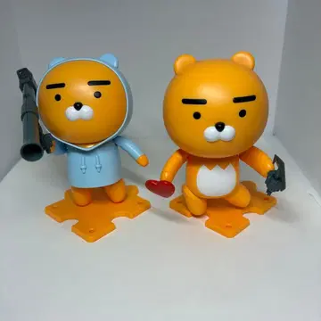 카카오프렌즈 프라모델 조립 완료 2체 세트 라이언 후디