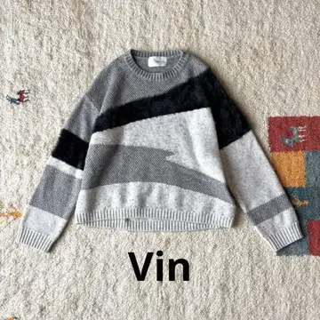 Vin 뱅 절개 디자인 배색 니트 야마다야 이소재