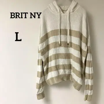 BRIT NY 후드 부착 스트라이프 후드티
