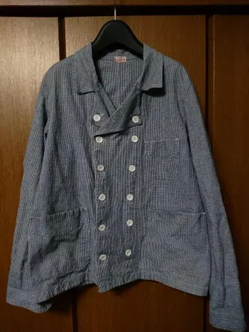 30s 40s 프렌치 빈티지 인디고 더블 부처 자켓