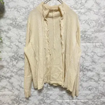 HIROKO BIS 여성용 L 크림색 후드 부착 니트 스웨터