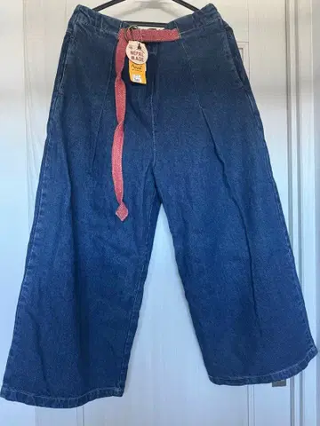 차이하네 자수 와이드 데님 팬츠