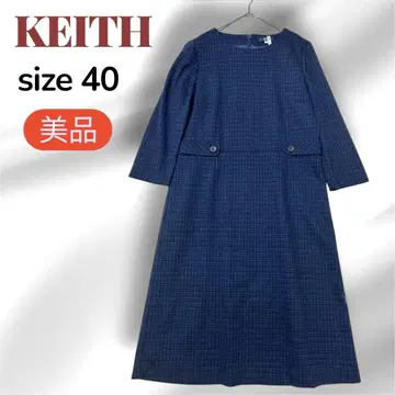 [ 새상품급 ] KEITH 체크 7부 소매 원피스 네이비/그레이 계열