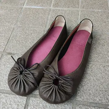 브라운 플랫슈즈 일본제 가죽 신발