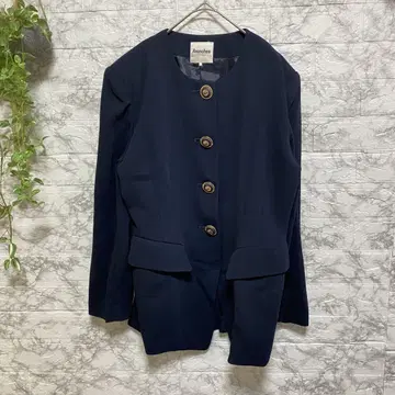 Avenches 여성용 L 사이즈 노카라 자켓 네이비