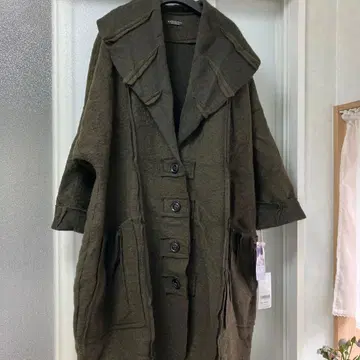 새상품 NEWcollection 이탈리아제 혼방 올리브색 롱 코트