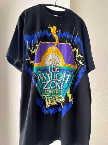 디즈니 타워 오브 테러 빈티지 티셔츠 90s xl 빨간색 택 전반기
