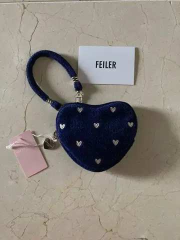 FEILER 페이러 러브리 하트 네이비 하트형 파우치 미사용 새상품
