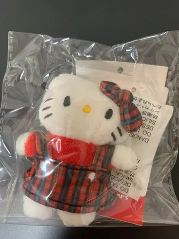 키티 LOWRYS FARM Me% 토이 키링 체크 빨간색