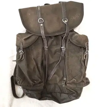 레어 미니 독일군 빈티지 백팩 중형 캔버스 가죽