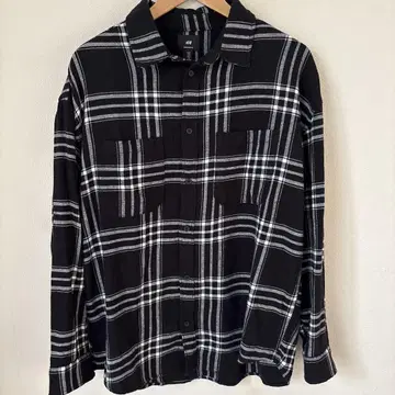 H&M 오버 사이즈 체크 무늬 플란넬 셔츠 M