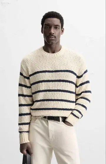 택 포함 새상품 ZARA 텍스처 스트라이프 니트 L