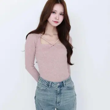 EATME 링 데콜테 탑 핑크