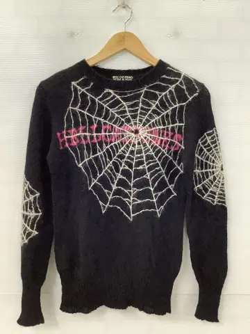 10.20 A719 헬캣펑크 니트 스웨터 블랙 거미줄