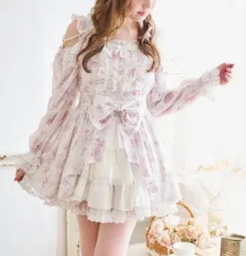 LIZLISA 로즈 리본 쉬폰 셋업