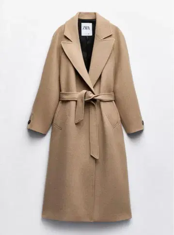 ZARA 롱라인 벨트 울 블렌드 코트 XS