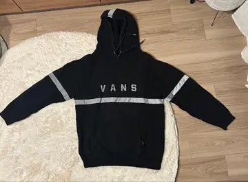 VANS 블랙 후드티 후드 부착