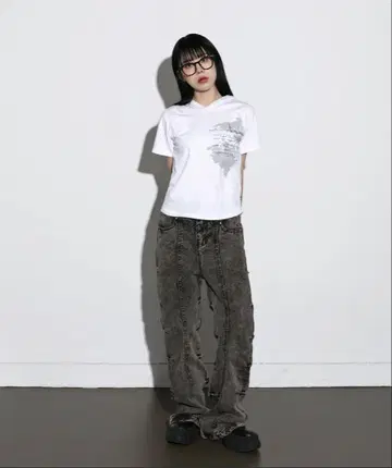 [UNISEX] 사이드 핀턱 데님 와이드 부츠컷 팬츠 FOLLOWIN