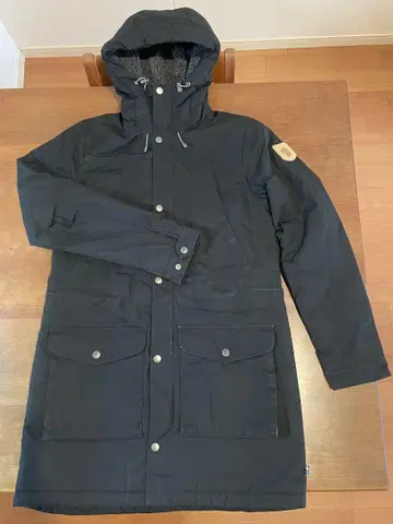 블랙 플리스 안감 롱 기장 마운틴 후드티