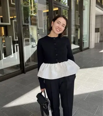 ohga 페플럼 가디건 블랙
