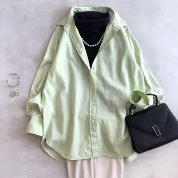 새상품급 SLOBE IENA 셔츠 코튼 린넨 라이트 그린 24SS