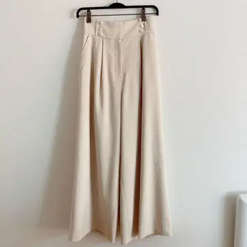 아이보리 와이드 팬츠 버튼 포함 밴딩