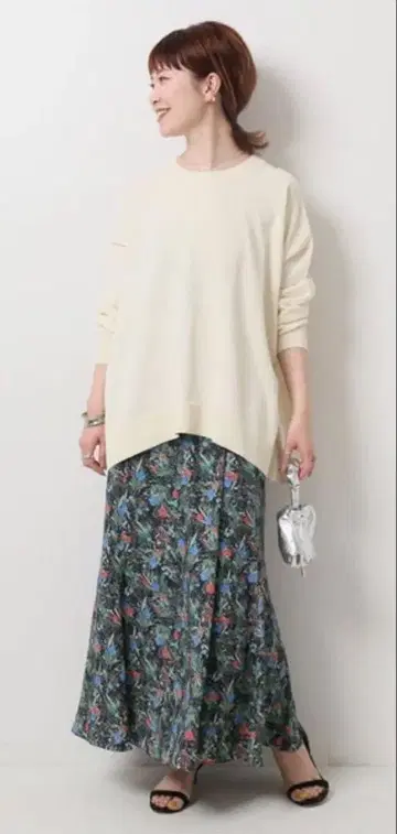 Spick and SPAN 꽃무늬 플레어 롱 스커트