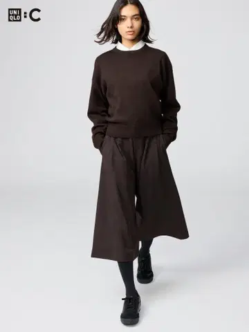 UNIQLO c 큐롯 기장 짧음 M 다크 브라운