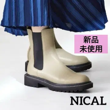 [ 새상품 ] NICAL 천연 가죽 사이드 고어 부츠 (베이지)