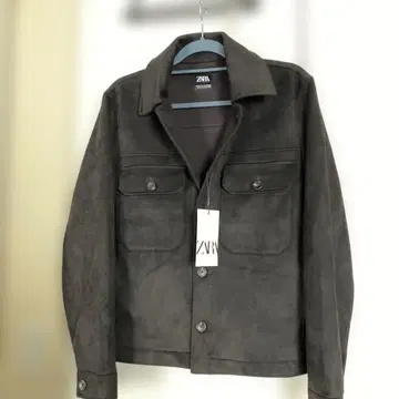 [ 새상품 ZARA ] 페이크 스웨이드 셔츠 자켓 BLACK