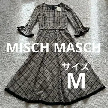 새상품 MISCH MASCH 체크 미디 배색 플레어 원피스