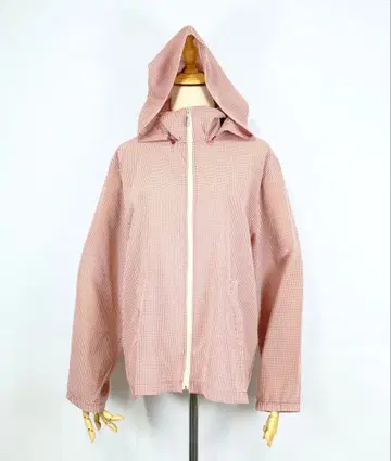 1980s 빈티지 레이온 체크 후드 부착 셔츠 블루종 후드티