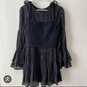 FURFUR 블랙 프릴 긴팔 셔츠