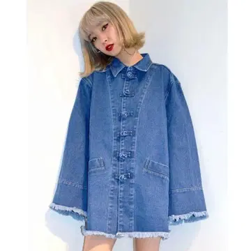 쥬에티 jouetie 차이나 중화 데님 자켓 블루 쿵푸