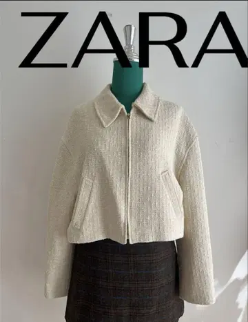 ZARA 아이보리 트위드 숏 자켓