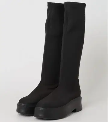 [마젤] 스트레치 핏 롱 부츠 22.5cm 블랙 통굽 S