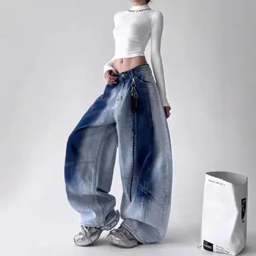 그라데이션 데님 와이드 팬츠