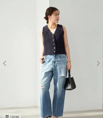 Plage COTTON SLUB KNIT 베스트 네이비 택 포함 새상품