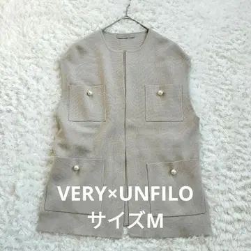 앙피로 [ VERY 콜라보 ] 펄 버튼 니트 베스트 그레이지 M