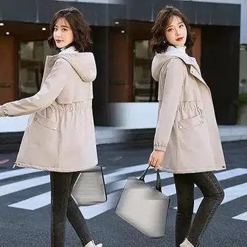 보아 블루종 여성용 후드 부착 코트 따뜻한 플리스 보아 자켓