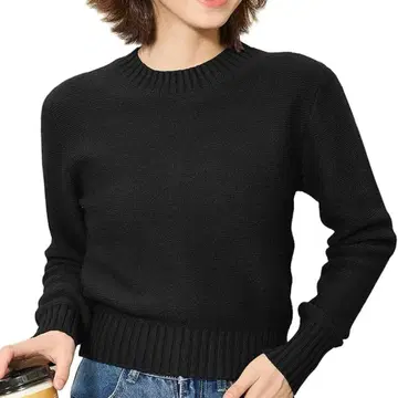 [Hotouch] 여성용 스웨터 숏 기장 상의 무지 니트 XL
