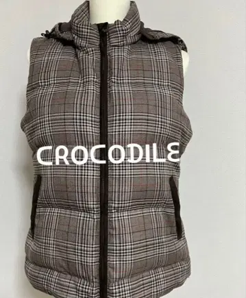 CROCODILE 체크 무늬 다운 베스트 L