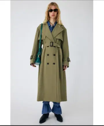 MOUSSY 마우지 카키 올리브 그린 트렌치코트