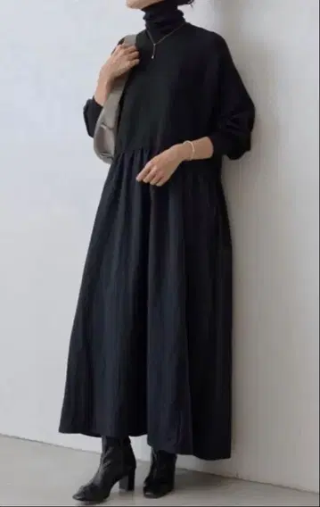 BEARDSLEY 24AW 니트 콤비 개더 원피스 사이즈 1 인기