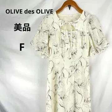 새상품급 올리브 데 올리브 데콜테 개방 꽃무늬 원피스 F 화이트