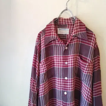 60s 타운크래프트 TOWNCRAFT 레이온 셔츠 보르도 체크