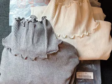 펠리시모 멜로우로 화사하게 면 혼방 터틀넥 리브인 3색 L 사이즈