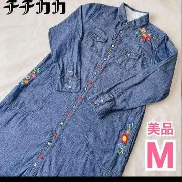 티티카카 데님 꽃 컬러풀 자수 롱 원피스 M 여성용 새상품급