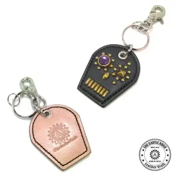 스컬 스터드 키링 키케이스 스마트키 열쇠 바이크 자동차 천연 가죽