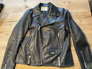 UNITED ARROWS 블랙 가죽 더블 라이더 자켓